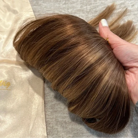 14” Chocolate Brown to Caramel Blonde 4/27 Clip In Human Hair Extensions 120g ME - Picture 7 of 13